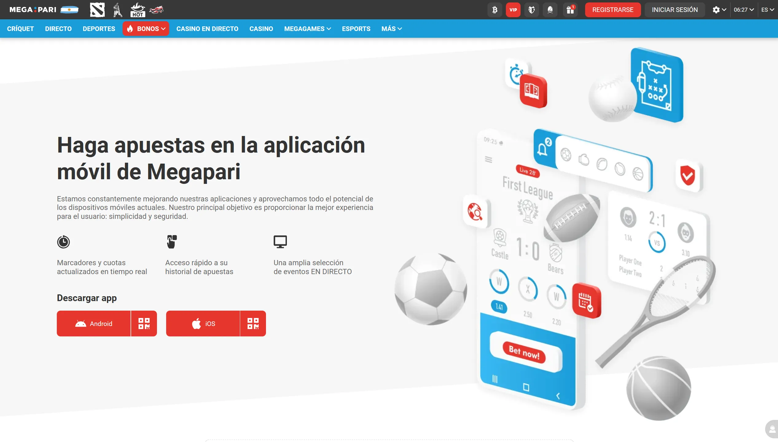 Megapari descarga, navegación y juego desde celular sin perder funciones